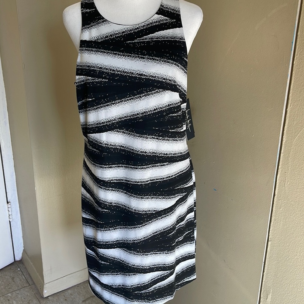 NWT Nicole Miller L Black & White Bodycon Dress